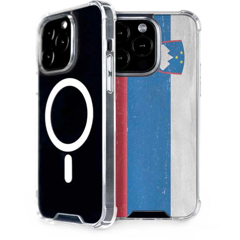 Slovenia Flag Distressed iPhone 14 Pro MagSafe Case